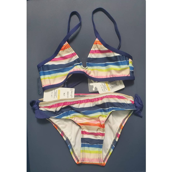 Splendid Water Color Horizon Bralette & Hipster Bikini Swim Set SG51177 Girl 7 - Picture 2 of 11